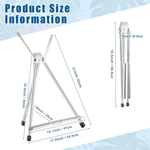 Vista 2 de Xinnun 12 piezas de caballete de mesa de aluminio de 15 a 21 pulgadas de alto, trípode portátil ajustable con alas de brazo de extensión y pies