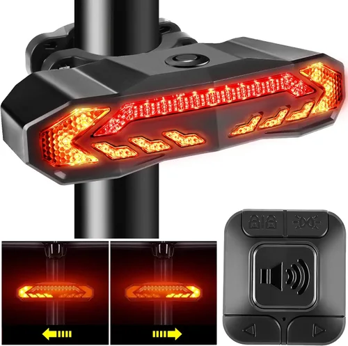 Vista 8 de Luces traseras de bicicleta inteligentes con luz de giro impermeable IP65 luz para bicicleta recargable USB ultra brillante advertencia de seguridad
