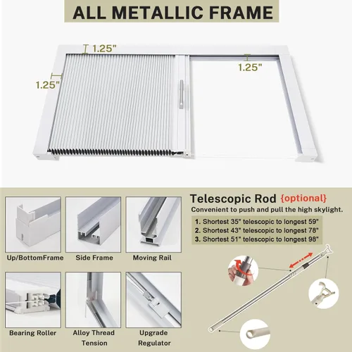Vista 4 de Persianas y persianas opacas para ventana, persianas celulares sin cordones, con aislamiento térmico, persianas de panal para ventanas de techo