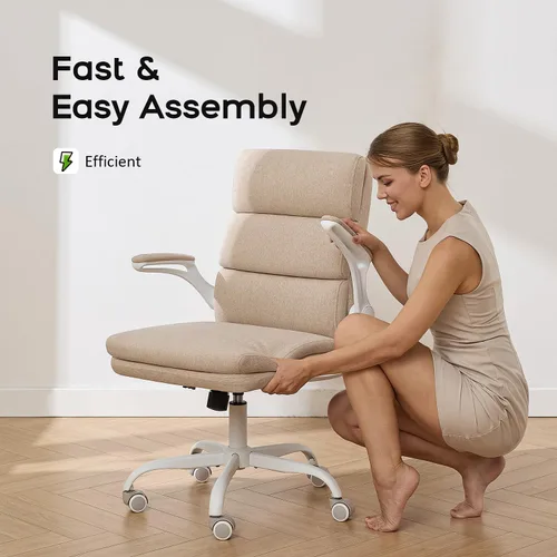 Vista 5 de amseatec Silla de Oficina Ajustable para Escritorio de Respaldo Medio Ejecutiva Cómoda de Tela Ergonómica con Soporte para la Espalda Silla