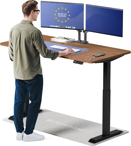 Desktronic HomeOne Escritorio de pie de 60 x 30 pulgadas, escritorio ergonómico para oficina en casa, fabricado en Europa, motor eléctrico ajustable