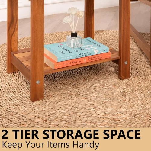 Vista 6 de Mesa auxiliar doble Adirondack, mesa auxiliar rectangular resistente a la intemperie para patio, jardín, césped y sala de estar. Ideal como un