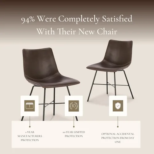 Vista 24 de POLY & BARK Paxton - Juego de 2 sillas de comedor modernas con respaldo bajo, tapicería de piel sintética y base de acero negro mate, asiento cómodo