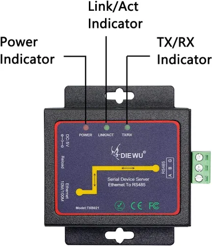 Vista 5 de CERRXIAN RS485 a Ethernet RJ45 TCP/IP Serial Device Servidor Convertidor Transmisión Transparente Dispositivo de Comunicación de Datos Seriales