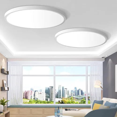 inShareplus Lámpara de techo LED de 12 pulgadas, 2 unidades, 24 W, 5000 K, luz diurna, ultrafina, moderna, 3200 lm para baño, cocina, sala de estar