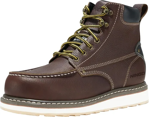 Vista 9 de HISEA Botas de trabajo para hombre, botas de acero con punta suave, 6 pulgadas, impermeables, antideslizantes, industriales y de construcción, 7