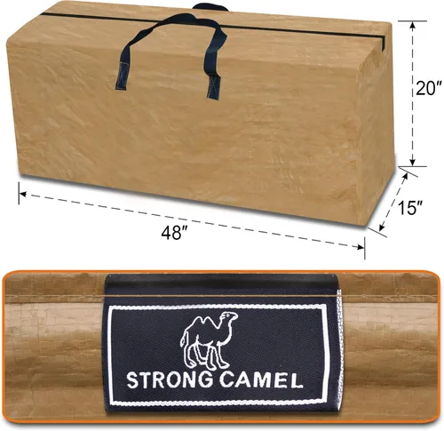 Vista 2 de Sólido Camello Heavy Duty gran bolsa de almacenamiento para limpiar día festivo Árbol de Navidad artificial VERDE hasta 8 ft Tan