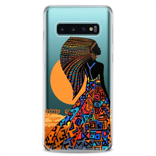 Vista 5 de Funda compatible con Samsung S24 S23 FE S22 Plus S21 Ultra S20+ S10 Note 20 S10e S9 Linda mujer africana de belleza transparente y flexible