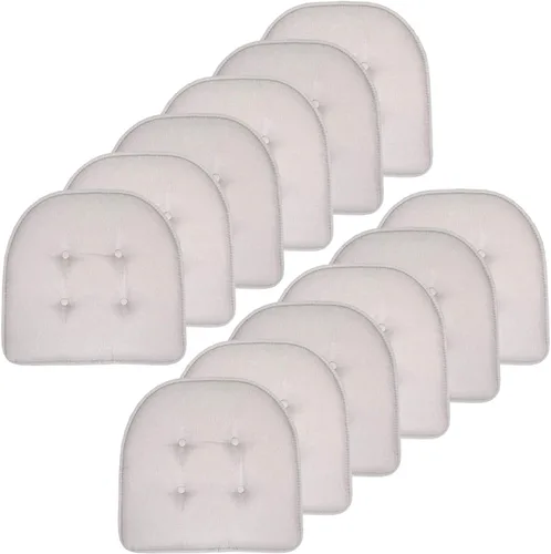 Vista 72 de Sweet Home Collection - Cojín de asiento de espuma viscoelástica y respaldo de caucho antideslizante con capitoné para silla, cojín en U, 17x16 Gris