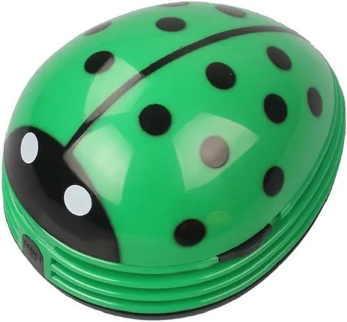 E ECSEM - Mini aspiradora portátil de mano inalámbrica para migas de mesa, aspiradora de polvo de escritorio, batería operada, diseño de mariquita