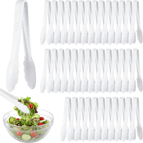 Vista 11 de Tessco for you 25 pinzas de plástico para servir a granel, pinzas desechables de plástico de 9 pulgadas, pinzas de ensalada resistentes para cocina