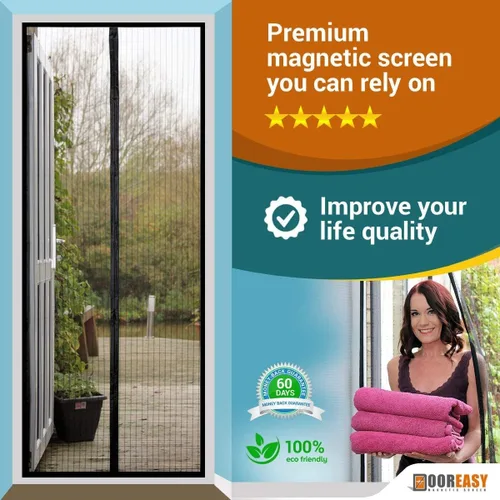 Vista 6 de Doorreasy Pantalla de puerta magnética, micro malla, imanes pesados, velcro completamente cosido, la protección más sólida para ti, fácil de abrir