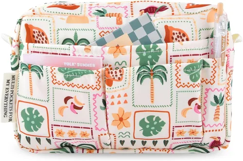 Vista 26 de Organizador de cartera con múltiples bolsillos, bolsa de aseo impermeable con cremallera, bolsa de almacenamiento portátil para lápices