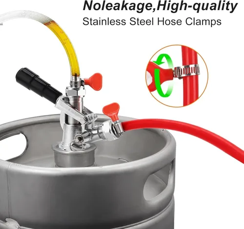 Vista 3 de Kit de Líneas Dobles de Gas CO2 para Kegerator de Cerveza de 10 Pies, Tubería de Líneas de Cerveza de Barril ID 3/16" y Manguera de Gas CO2 ID