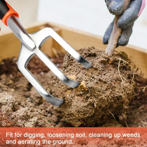 Vista 6 de Rastrillo de mano herramienta de jardín, cultivadores de mano resistentes para jardinería, pequeña herramienta de garra de jardín con mango