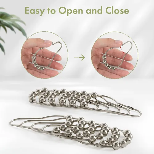 Vista 45 de Amazer - Juego de 12 ganchos decorativos para cortina de ducha de acero inoxidable para barras de cortinas de baño, blanco acrílico