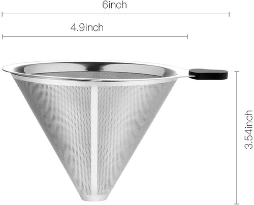Vista 4 de MEICHU Coffee Filter for Chemex Stainless Steel 2PCS Pour Over Metal Coffee Dripper Reusable Cone Filter for Chemex Carafes and Other Coffee Makers