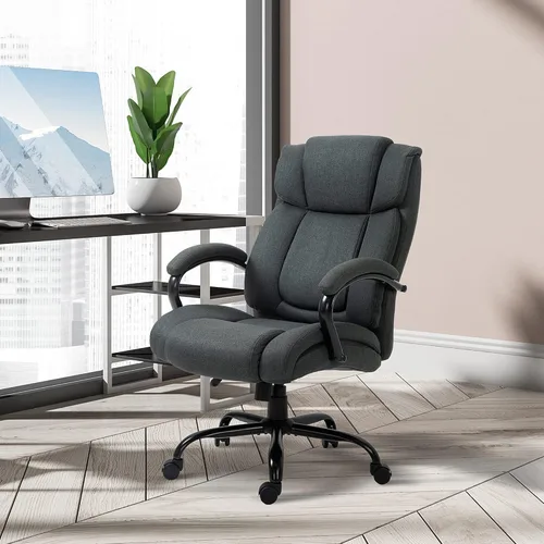 Vista 2 de Vinsetto Silla de oficina ejecutiva grande y alta, 485 libras con asiento ancho, silla de escritorio para computadora con respaldo alto con Gris