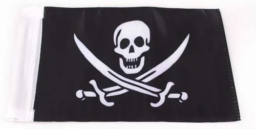Bandera de motocicleta pirata de 5.5 x 9 pulgadas con manga de 3/8 pulgadas para soporte de bandera doble poste de montaje