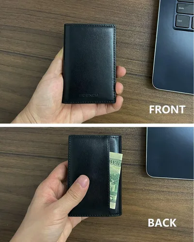 Vista 4 de POSKOU Pop up Slim Credit Card Holder Wallet RFID Blocking Smart Metal Cards Wallet for Men