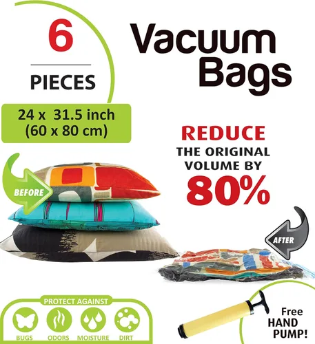 Vista 10 de 6 bolsas grandes de almacenamiento al vacío Bolsas ahorradoras de espacio debajo de la cama para ropa, ropa de cama y bolsas de viaje Bolsas