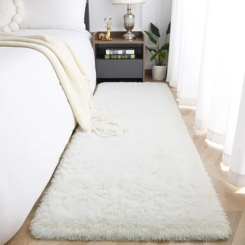 Vista 11 de Jelymark - Alfombra de interior peluda, mullida y supersuave para dormitorio, de 2 x 6 pies, para sala de estar, decoración del hogar, dormitorio