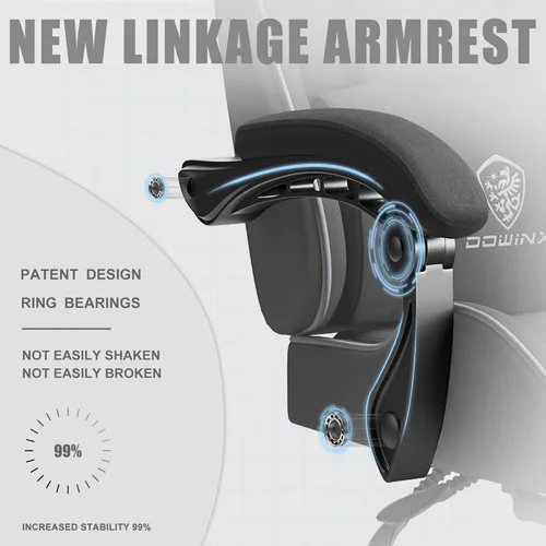 Vista 5 de Dowinx Silla de juegos con cojín de resorte de bolsillo, silla de juegos de oficina para computadora, reposabrazos y reposapiés, silla ergonómica