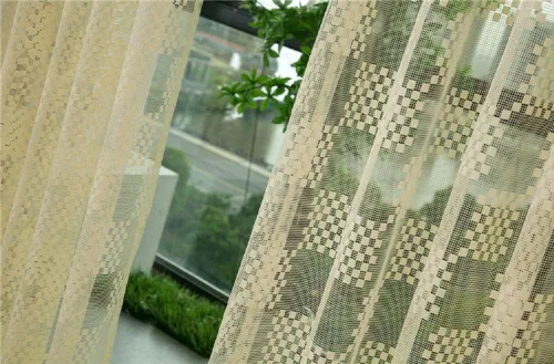 Vista 9 de New Jacquard Hollow Grid Sheer Curtains Elegant Drape Panel Rod Pocket Top Gauze Voile for Living Room Bedroom Balcony(1 Panel, W 54 x L 63 inch