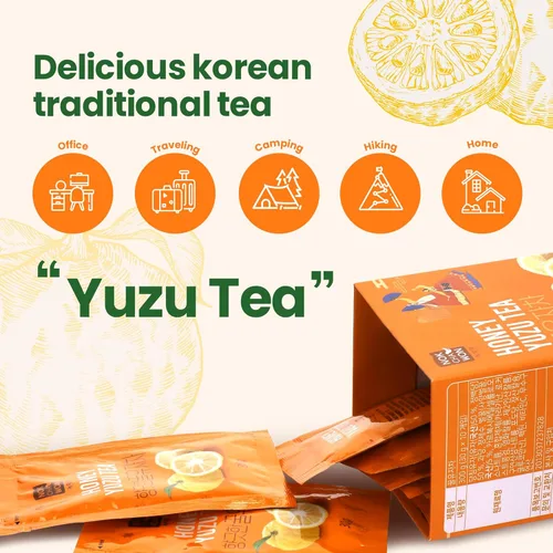 Vista 3 de [Nokchawon] Bolsitas de té de cítricos con miel (Yuzu) - Concentrado líquido de frutas para calmar té caliente y helado Ade - Té cítrico coreano