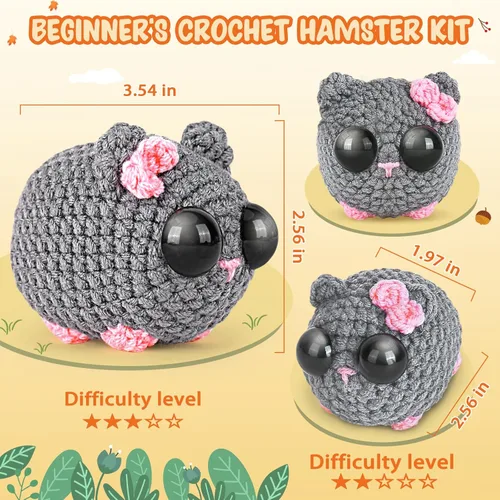Vista 5 de Crochet Kit for Beginners, Beginner Crochet Kit for Adults with Step-by-Step Video Tutorials, DIY Crochet Animal Kits Kids Knitting Supplies