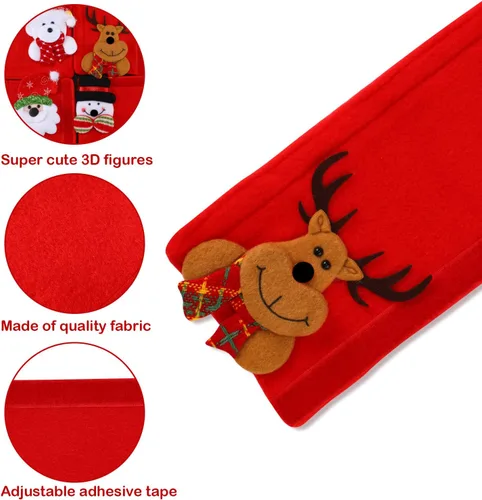 Vista 3 de Boao Funda navideña para manija de puerta de refrigerador, muñeco de nieve de Papá Noel, fundas decorativas para nevera, microondas, horno