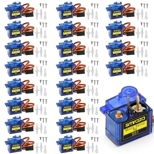 Vista 10 de Smraza 4 piezas SG90 9G Micro Servo Kit (engranaje metálico) para proyectos Arduino, robot RC, brazo de robot, helicóptero, control de avión, coche