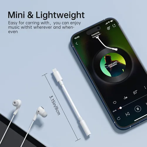 Vista 7 de [Certificado MFi de Apple] Adaptador de conector de auriculares C a 0.138 in, convertidor de conector de auriculares para iPhone, compatible