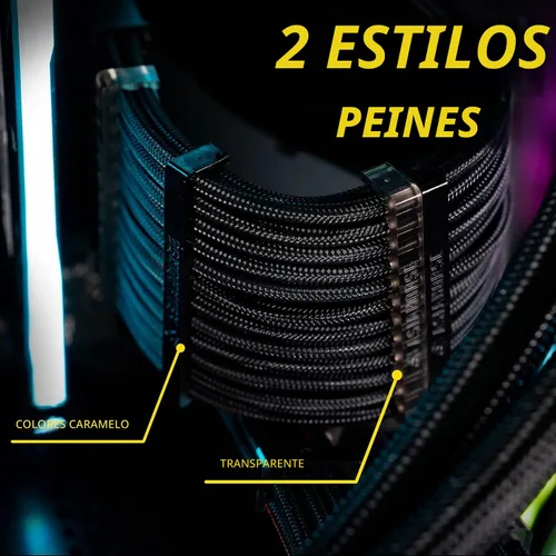 Vista 4 de AsiaHorse Extensión de cable PSU de 18 AWG con funda personalizada Mod GPU PC Audio Video Fuente de alimentación Cables trenzados suaves con kit