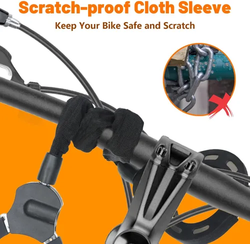 Vista 6 de Candado Antirrobo para Scooter Eléctrico, Negro, Candado con Llave, Resistente, Seguro, Disuasorio, Candado de Cadena para Bicicleta, Patinetas