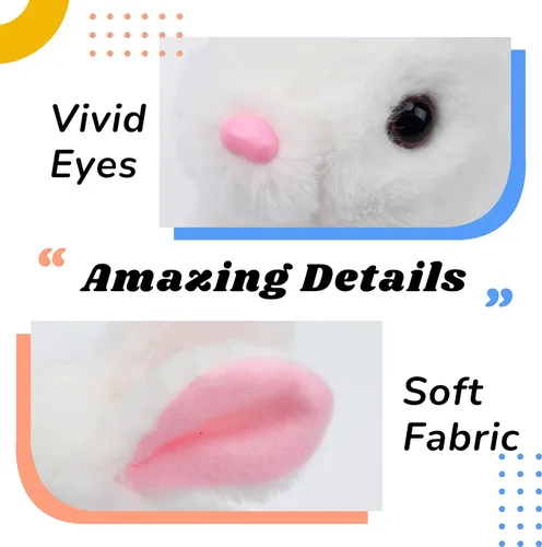 Vista 104 de Hopearl - Juguete de peluche electrónico interactivo de conejo con orejas LED, sonidos y movimientos; camina, se menea e ilumina las orejas, mueve