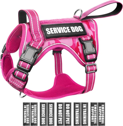 Vista 9 de WINSEE Arnés táctico para perro, arnés sin tirones para perros medianos y grandes con asa y Molle, arnés de servicio militar para perros pequeños