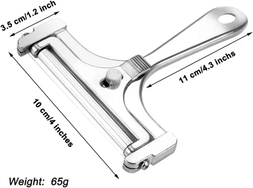 Cortador de queso con grosor ajustable, cortador de queso de acero inoxidable con alambre, cortador de queso de mano para cheddar, gruyere,