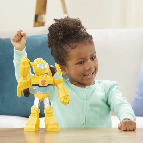 Vista 5 de Transformers Playskool Heroes Rescue Bots Academy Mega Mighties Bumblebee Collectible 10" Robot Action Figure, Toys for Kids Ages 3 & Up