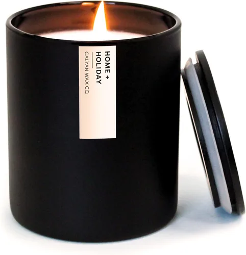 Vista 16 de Calyan Wax Co. Vela perfumada de palo de rosa y ámbar – 75 horas de combustión – Velas de cera de soja no tóxicas de lujo – Vela en tarro negro