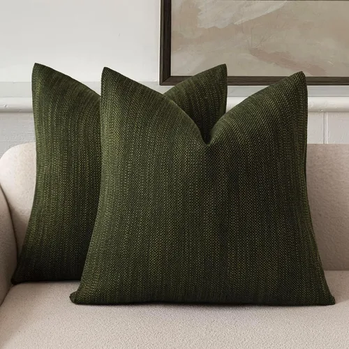 Vista 41 de Foindtower Juego de 2 fundas de almohada decorativas de lino de arpillera con textura, fundas de cojín bohemias de estilo rústico, funda de almohada