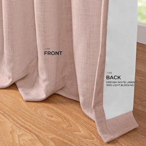 Vista 6 de INOVADAY Cortinas de Pliegues Pinzados, Cortinas Opacas de Lino con Bloqueo de Luz 100% con Pliegues Pinzados para Dormitorio, Cortinas Opacas