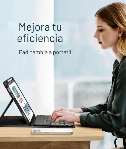 Vista 7 de Hamile Funda para iPad de 11ª y 10ª Generación con Teclado - Funda de Teclado Folio Inalámbrico Desmontable con Retroiluminación de 7