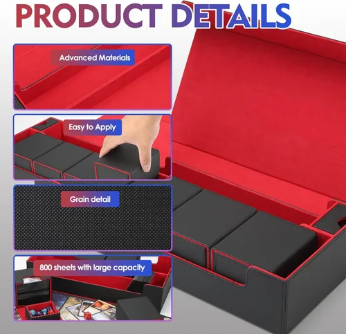 Vista 5 de Estuche de almacenamiento prémium para tarjetas coleccionables TCG, caja con capacidad para más de 1800 tarjetas con funda para MTG, YuGiOh, Uno