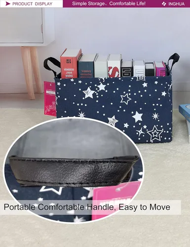Vista 6 de Cesta de almacenamiento rectangular de tela, organizador de cesta para juguetes, libros, ropa, regalos, mascotas - Perfecta para el hogar, oficina
