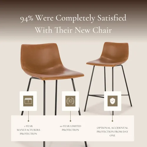 Vista 67 de POLY & BARK Paxton - Juego de 2 sillas de comedor modernas con respaldo bajo, tapicería de piel sintética y base de acero negro mate, asiento cómodo
