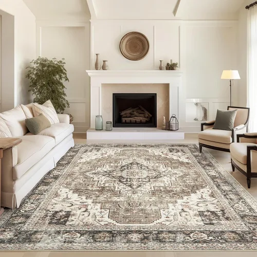 Vista 52 de Roxstand Alfombras de área de 5 x 7, resistentes a las manchas, lavables a máquina con parte trasera antideslizante, alfombras vintage