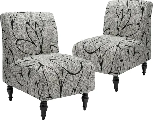 Vista 11 de Iauddy Funda para Silla de Acento Slipper sin Brazos Slipcover, Elástica de Spandex Extraíble Tela Jacquard Funda Antideslizante para Silla