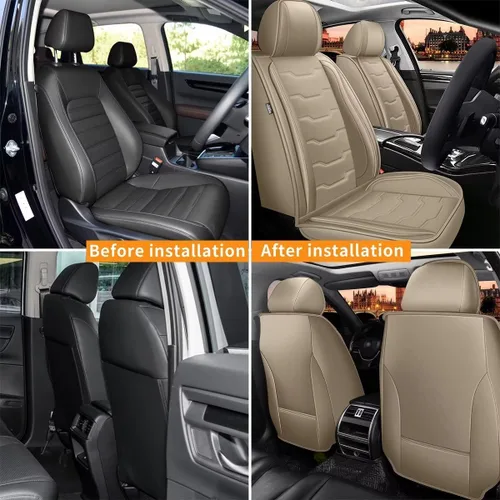Vista 6 de Fundas para Asientos de Coche Compatibles con Hyundai Accent 2017-2024 2025 Fundas para Asientos Delanteros Impermeables de Piel Sintética Protector