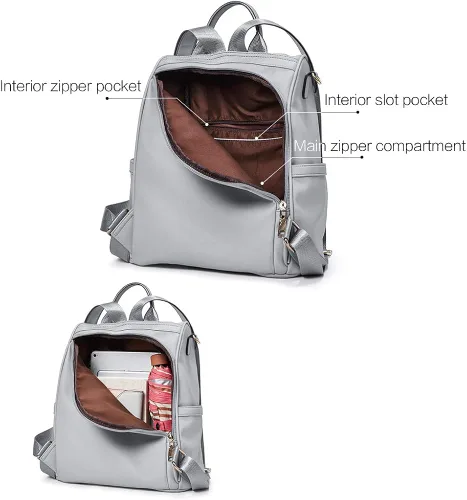 Vista 4 de CLUCI - Bolso de hombro tipo mochila de cuero para mujer, diseño grande y a la moda, para viajes